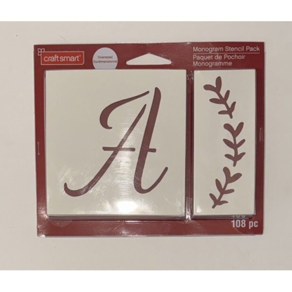 Craft smart Oversized Monogram Stencil Pack 108 Pcs.  Upper Lower Case Surrounds